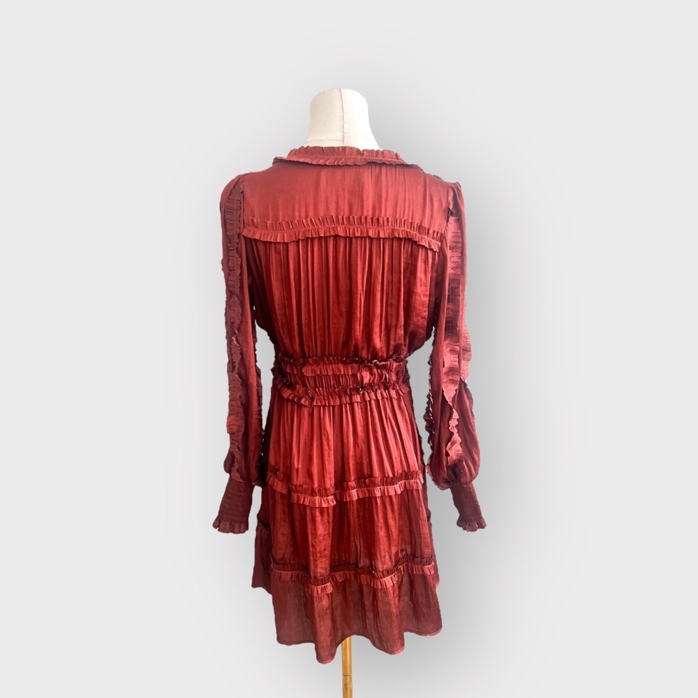 O.P.T. One Pretty Time Rust Ruffle Dress (Sz S) - Picture 5 of 6